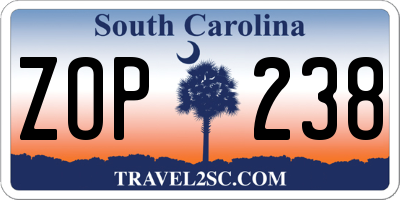 SC license plate ZOP238