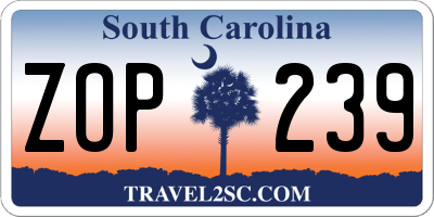 SC license plate ZOP239