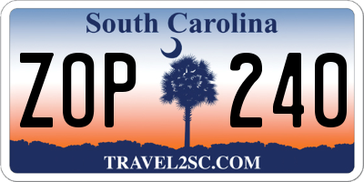 SC license plate ZOP240