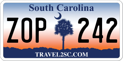 SC license plate ZOP242