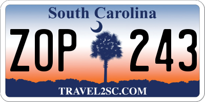 SC license plate ZOP243