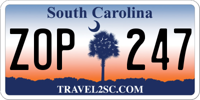 SC license plate ZOP247