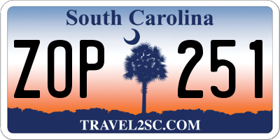 SC license plate ZOP251