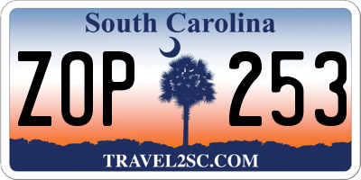 SC license plate ZOP253