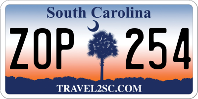 SC license plate ZOP254