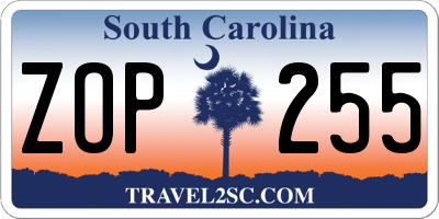 SC license plate ZOP255