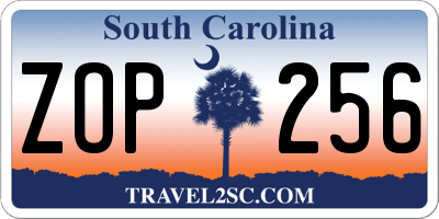 SC license plate ZOP256