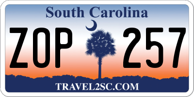 SC license plate ZOP257