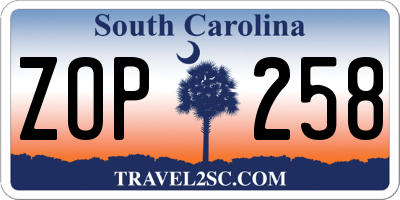 SC license plate ZOP258