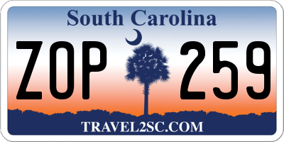 SC license plate ZOP259