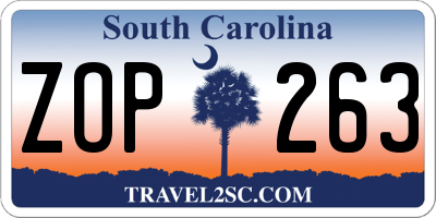 SC license plate ZOP263