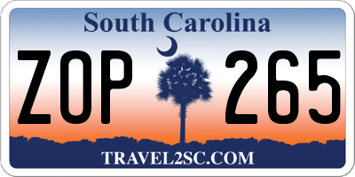 SC license plate ZOP265
