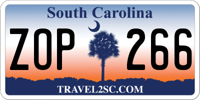 SC license plate ZOP266