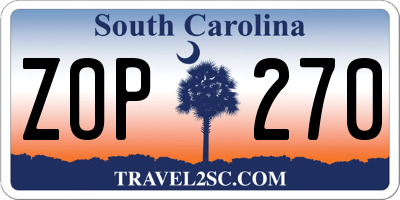 SC license plate ZOP270