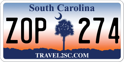SC license plate ZOP274