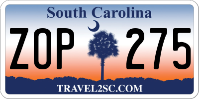 SC license plate ZOP275