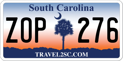 SC license plate ZOP276