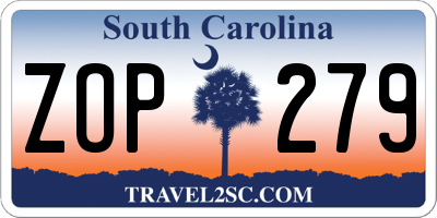 SC license plate ZOP279