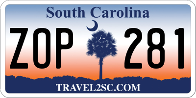 SC license plate ZOP281