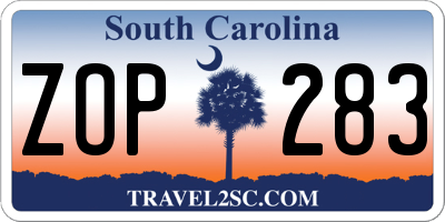 SC license plate ZOP283