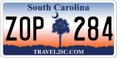SC license plate ZOP284