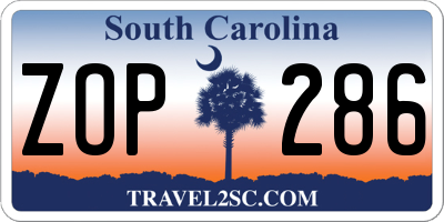 SC license plate ZOP286