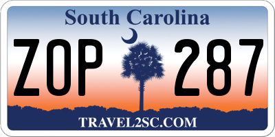 SC license plate ZOP287