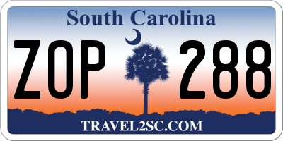 SC license plate ZOP288