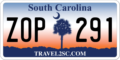 SC license plate ZOP291