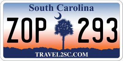 SC license plate ZOP293