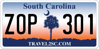 SC license plate ZOP301