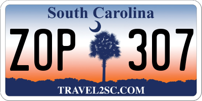 SC license plate ZOP307