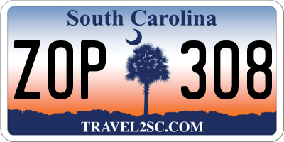 SC license plate ZOP308