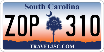SC license plate ZOP310