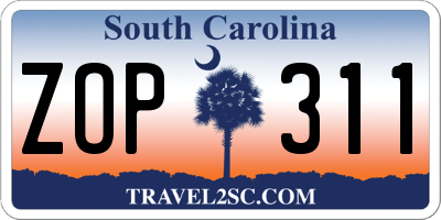SC license plate ZOP311
