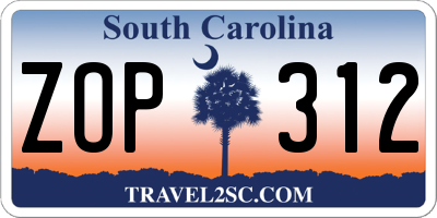 SC license plate ZOP312