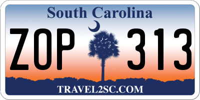 SC license plate ZOP313