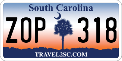 SC license plate ZOP318
