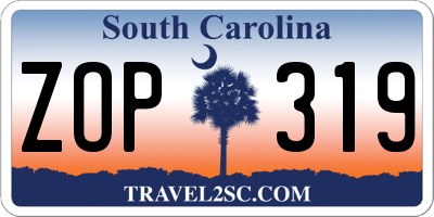 SC license plate ZOP319