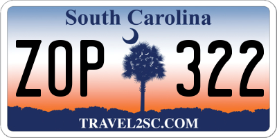 SC license plate ZOP322