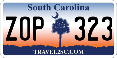 SC license plate ZOP323