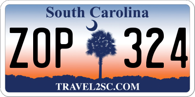 SC license plate ZOP324