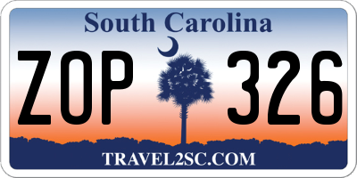 SC license plate ZOP326