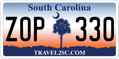 SC license plate ZOP330