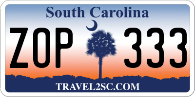 SC license plate ZOP333