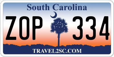SC license plate ZOP334