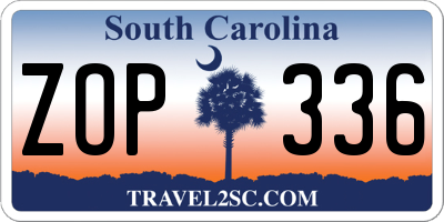 SC license plate ZOP336