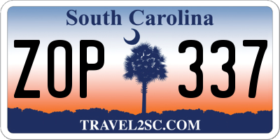 SC license plate ZOP337