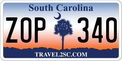 SC license plate ZOP340