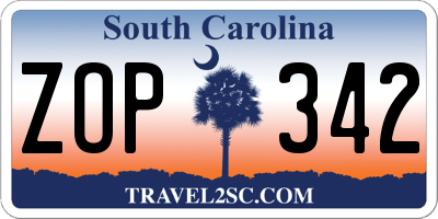 SC license plate ZOP342